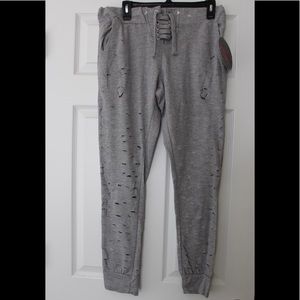 Distressed gray joggers